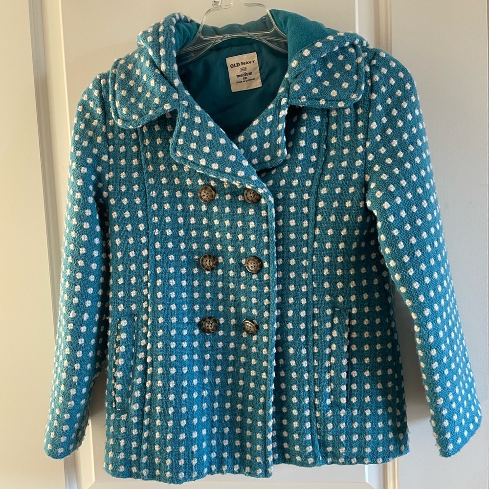 Old Navy Kids Teal and White Pea Coat